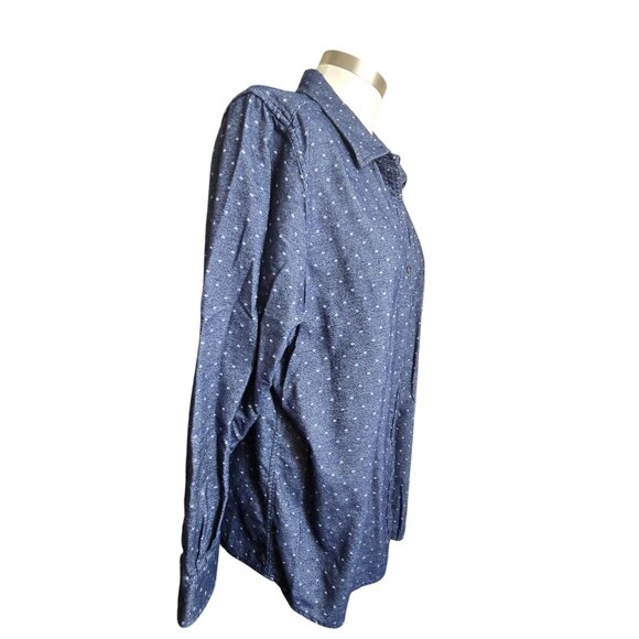 Lands End Womens Button-Up Shirt Blue With White Polka Dot Print Size 22 CM2013 - Picture 5 of 8
